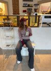 Dahlia blouse with stripes - Red/white