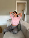 Olivia short-sleeved mohair cardigan - Pink