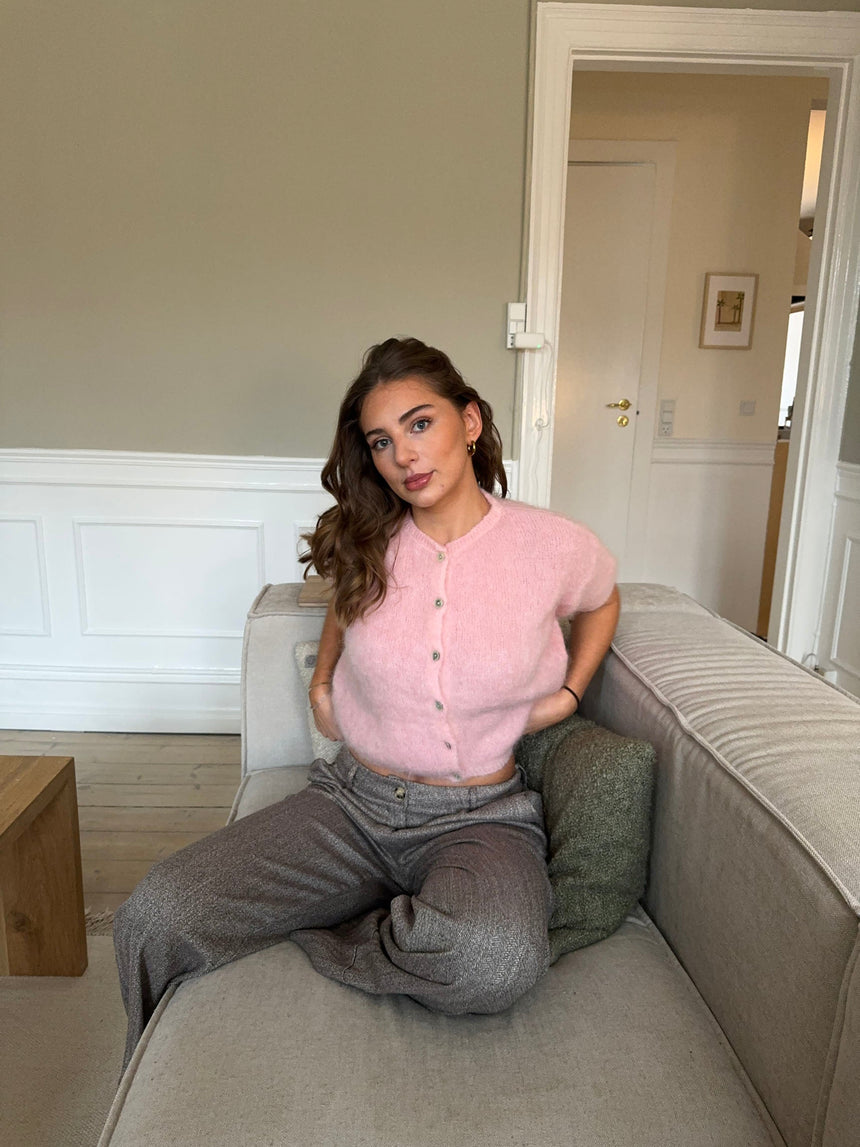 Olivia short-sleeved mohair cardigan - Pink