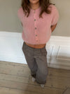Olivia short-sleeved mohair cardigan - Pink