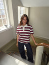 Linna striped polo – Red/beige/white