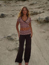 Cosimana pants with glitter waistband – Brown