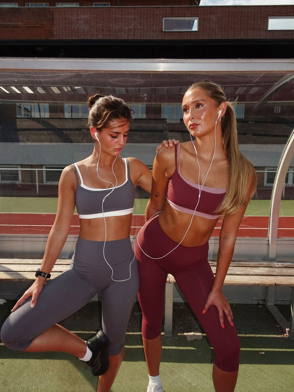Layered sport bra - Stormy grey/cloud