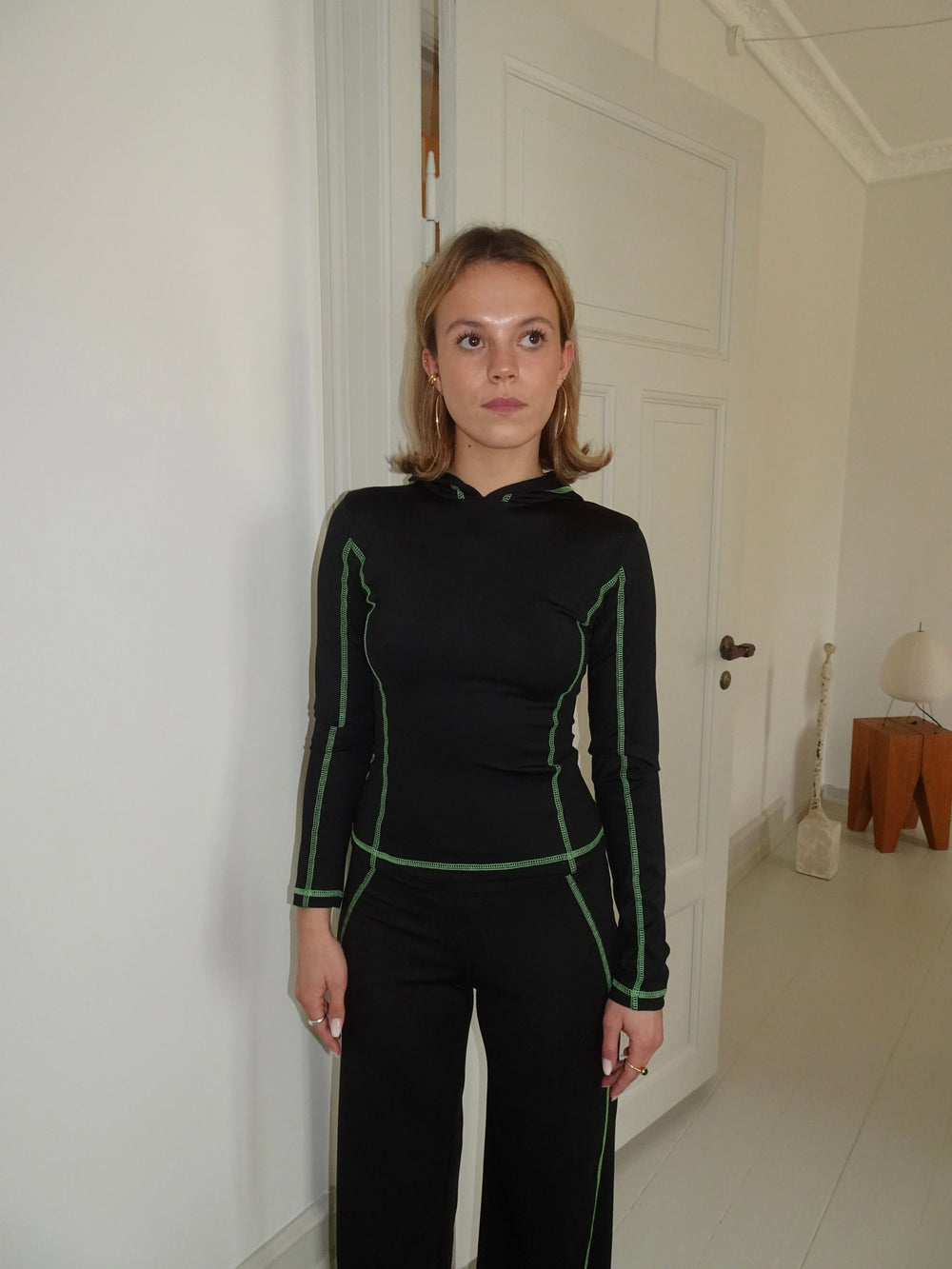 Zola hooded blouse - Black/green