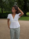 Toria top with flowers - White