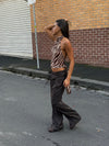 Zira top with animal print - Brown/beige
