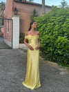 Andie off shoulder satin dress - Yellow