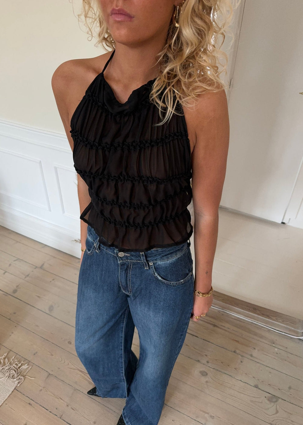 Augustine ruffle top - Black