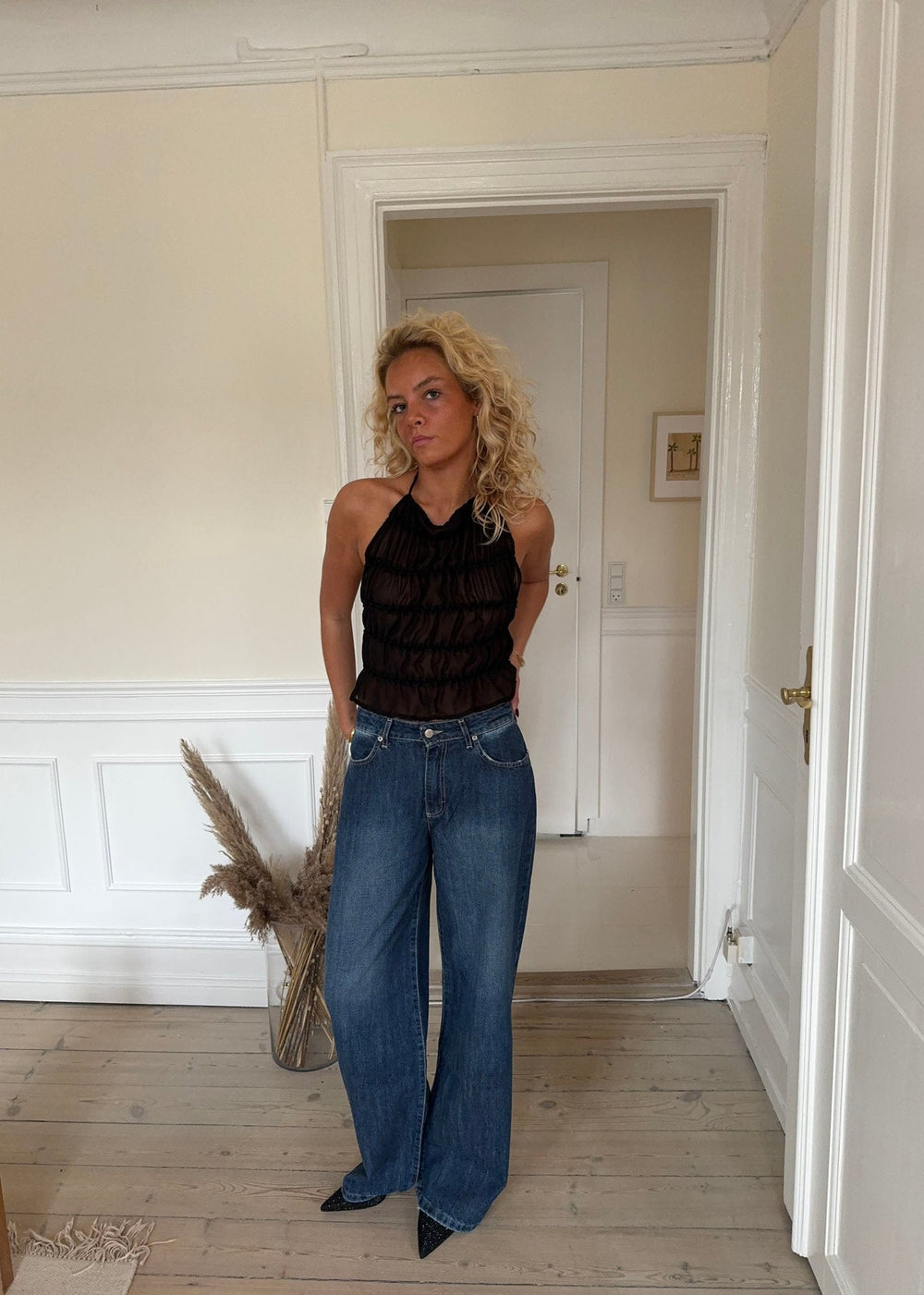 Augustine ruffle top - Black