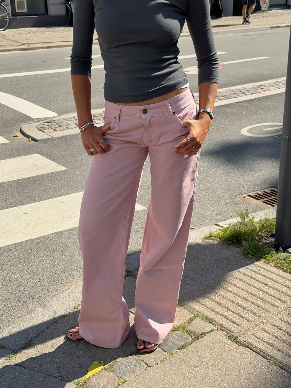 Floraline low waisted jeans - Dusty pink