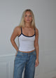 Gunhilda tank top with trim - White/navy