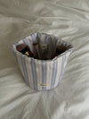 Honey small storage keeper in fabric with stripes - White/blue