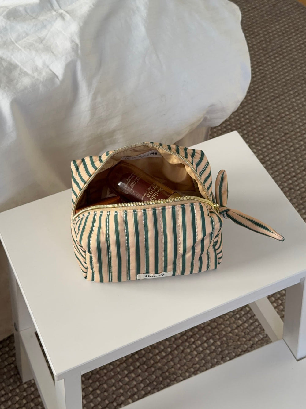 Honey small toiletry bag with stripes – Beige/green