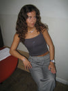 Thilde tank top with rhinestone lightning - Dark grey