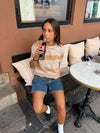 Sannie striped t-shirt in light knitting - Beige/nude
