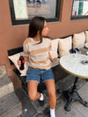 Sannie striped t-shirt in light knitting - Beige/nude