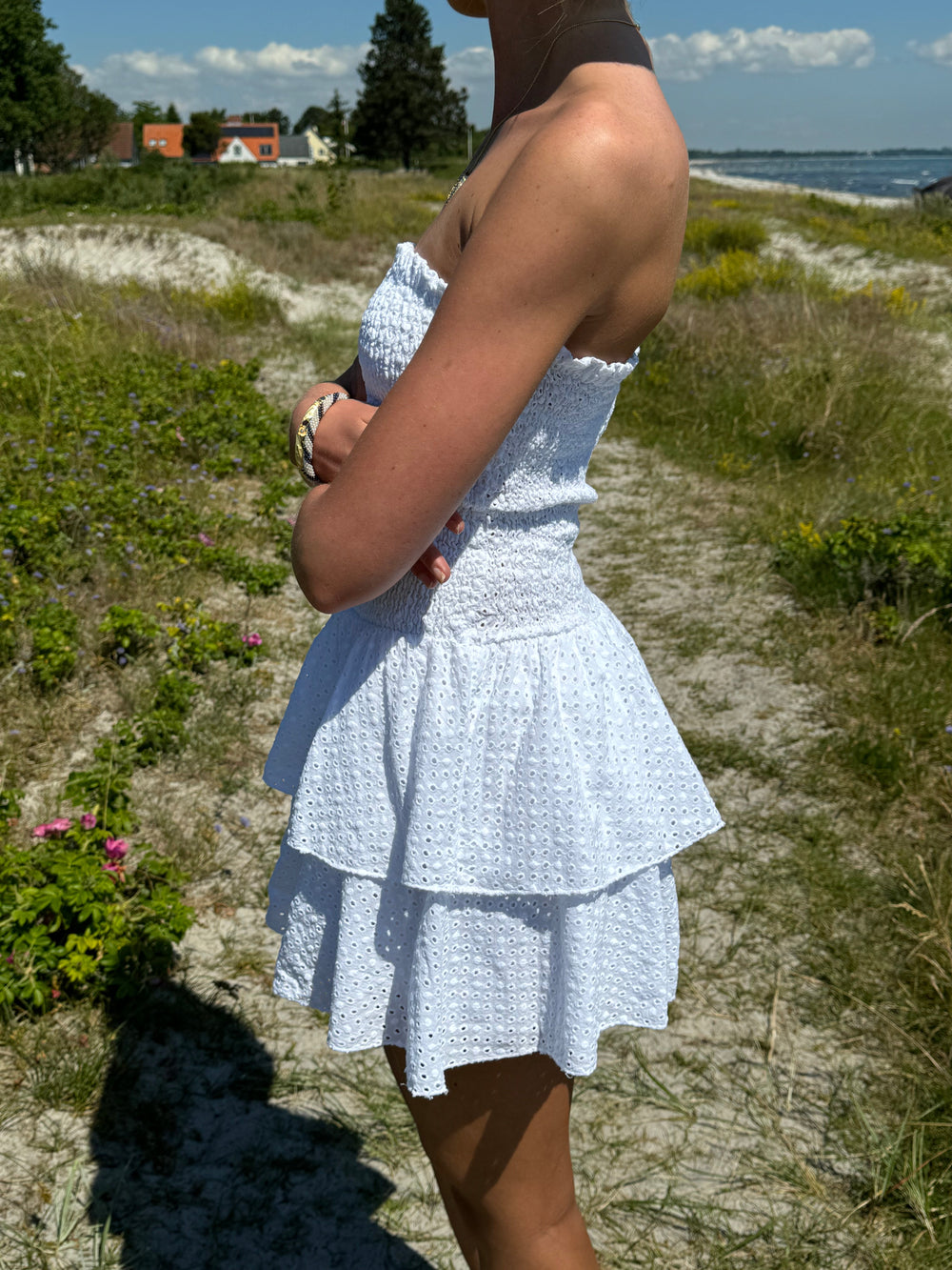 Lissy smock dress - White embroidery