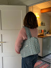 Mykonos round bag with flowers - Turquoise