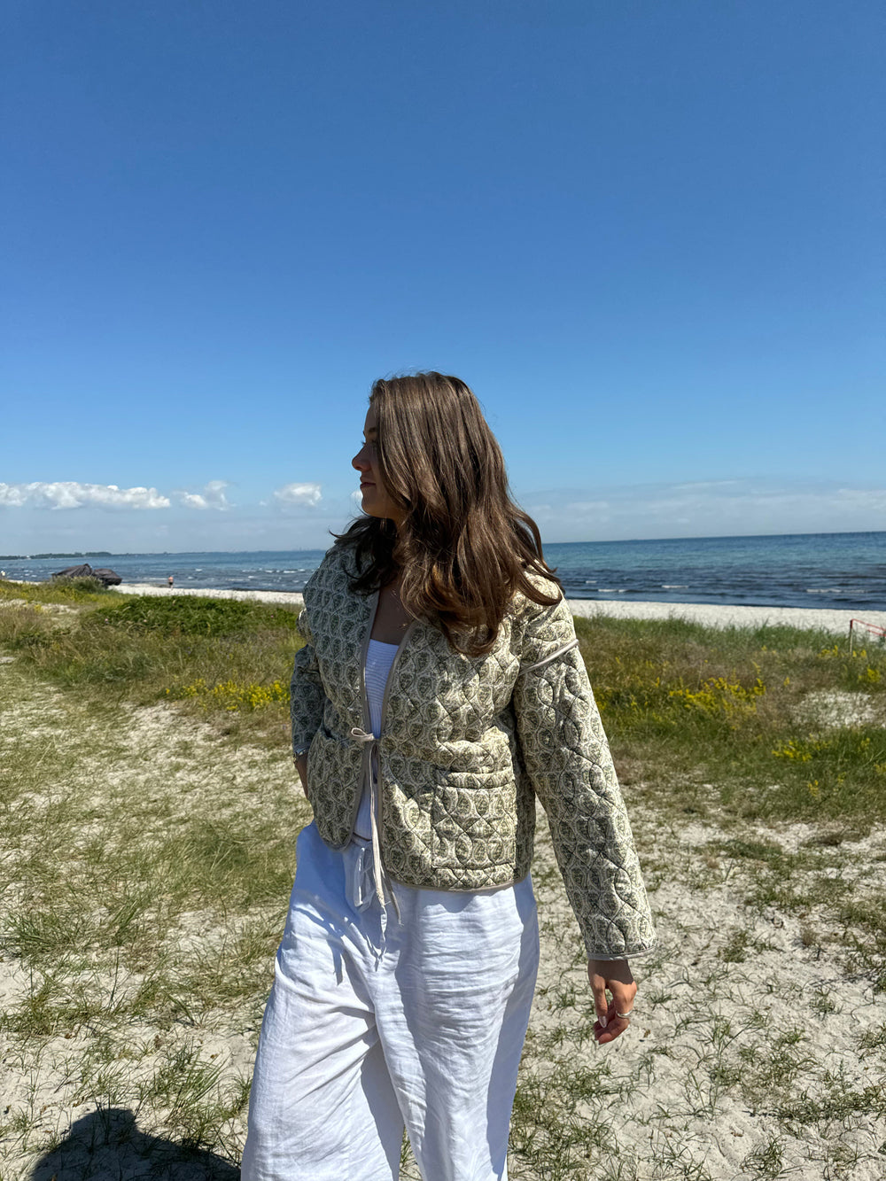 Alisa patterned quilted jacket - Green/beige