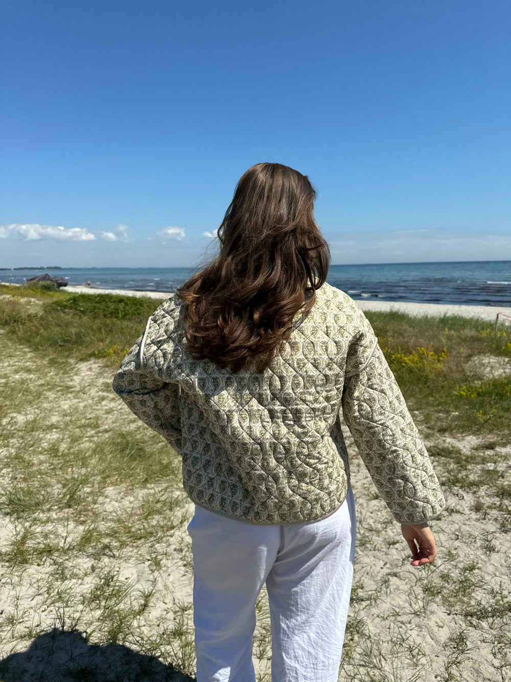 Alisa patterned quilted jacket - Green/beige