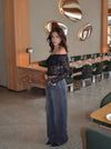 Lilly off shoulder lace blouse - Black