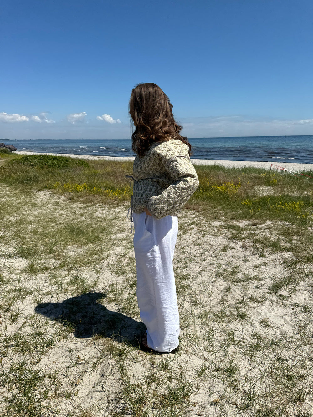 Alisa patterned quilted jacket - Green/beige