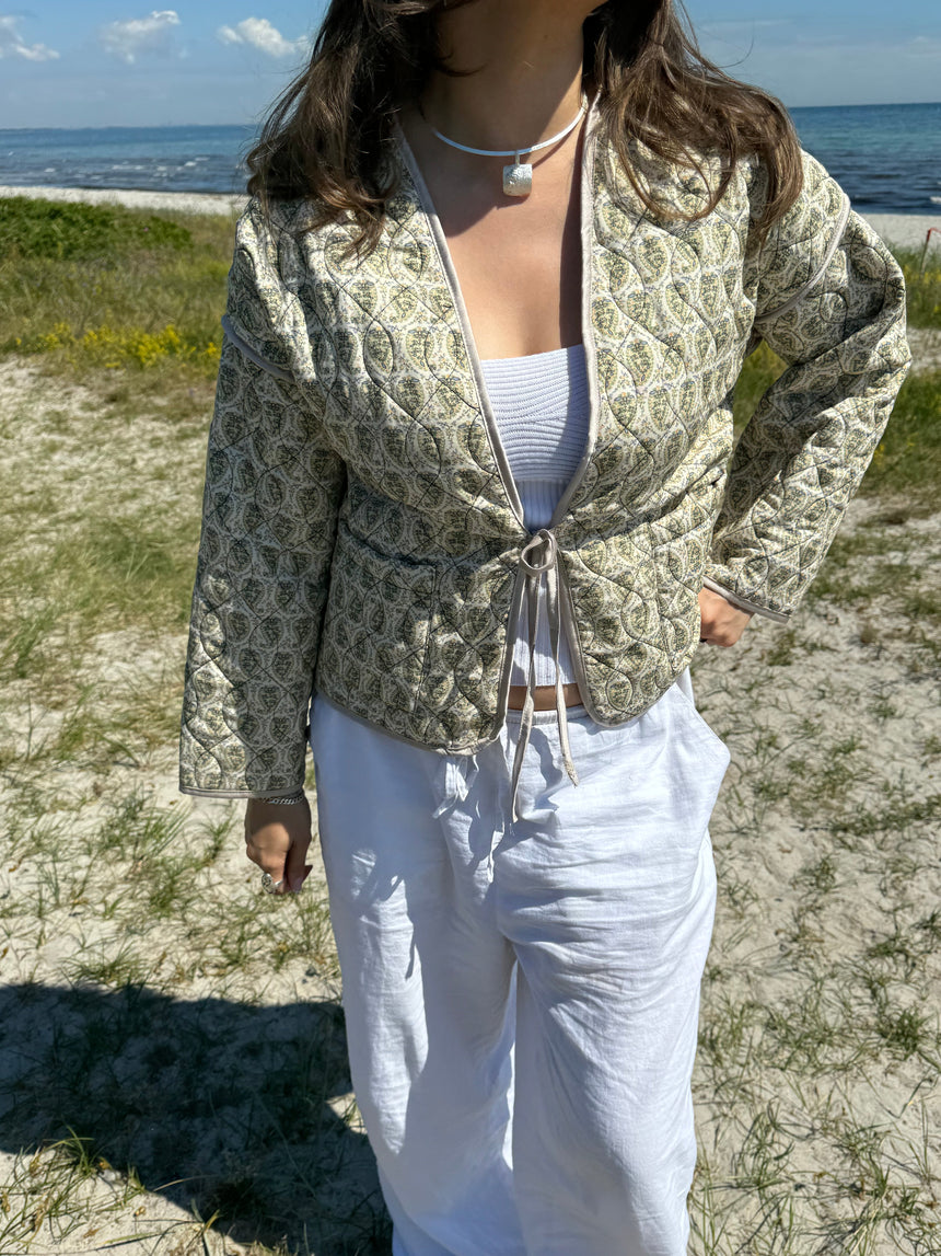 Alisa patterned quilted jacket - Green/beige