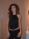 Frida halterneck top with open back - Black