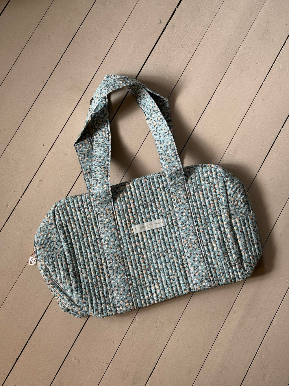Mykonos round bag with flowers - Turquoise