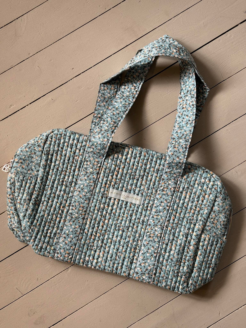 Mykonos round bag with flowers - Turquoise