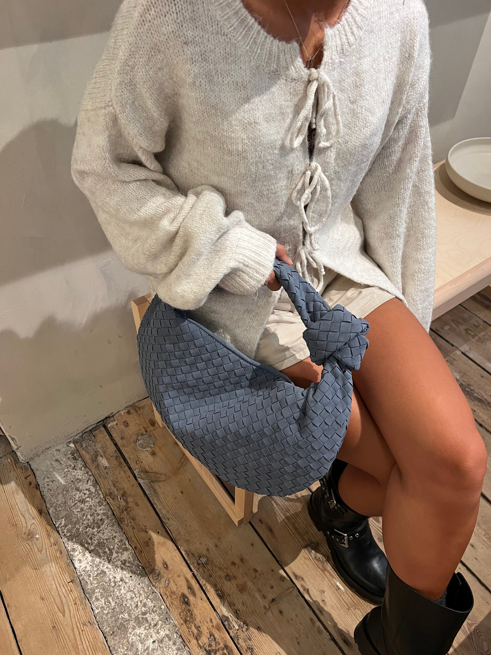 Florence suede bag - Dusty blue