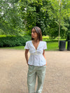 Toria top with flowers - White