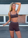 Contrast waist shorts - Espresso/marshmallow
