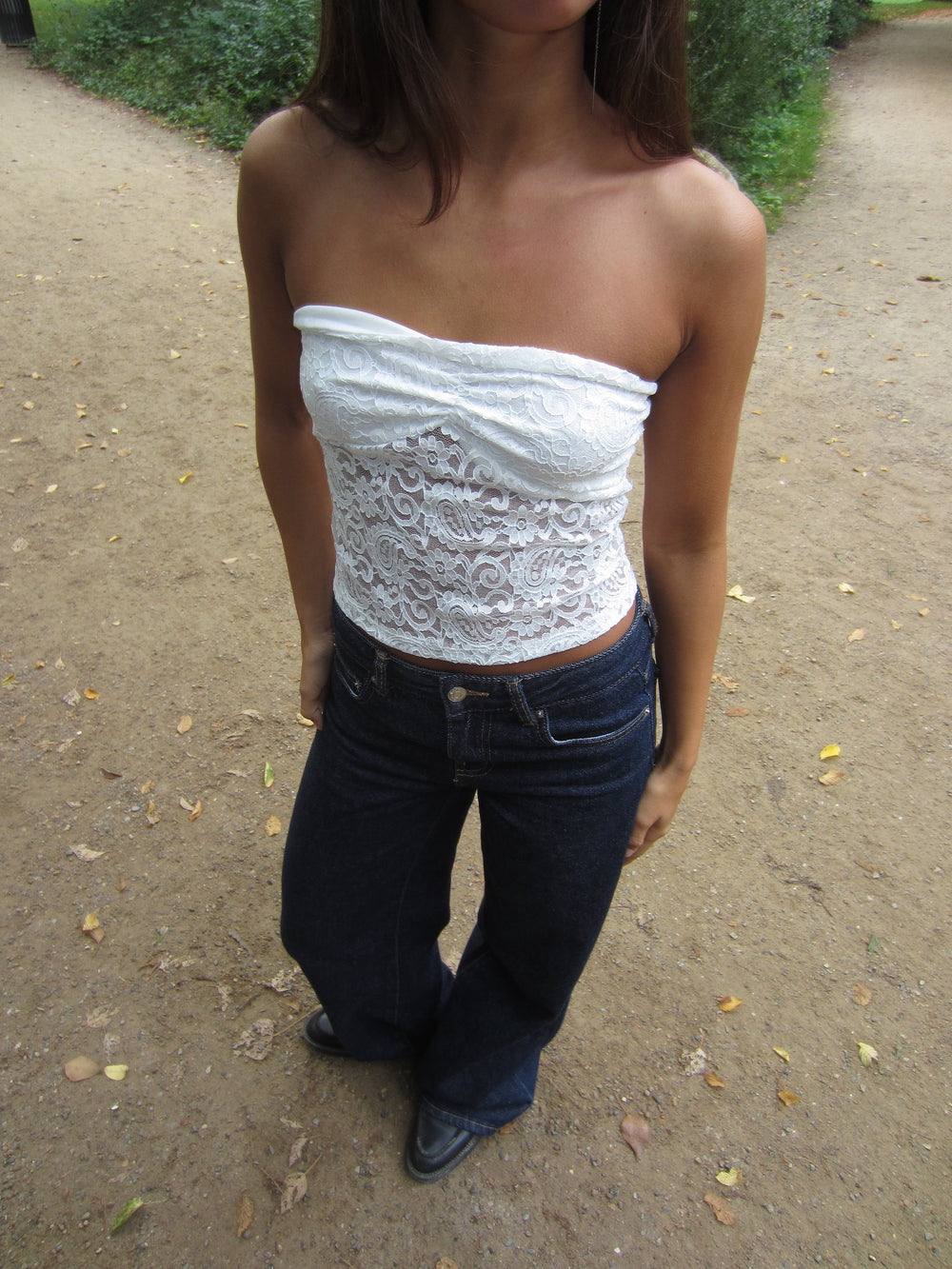 Nora lace bandeau top - White