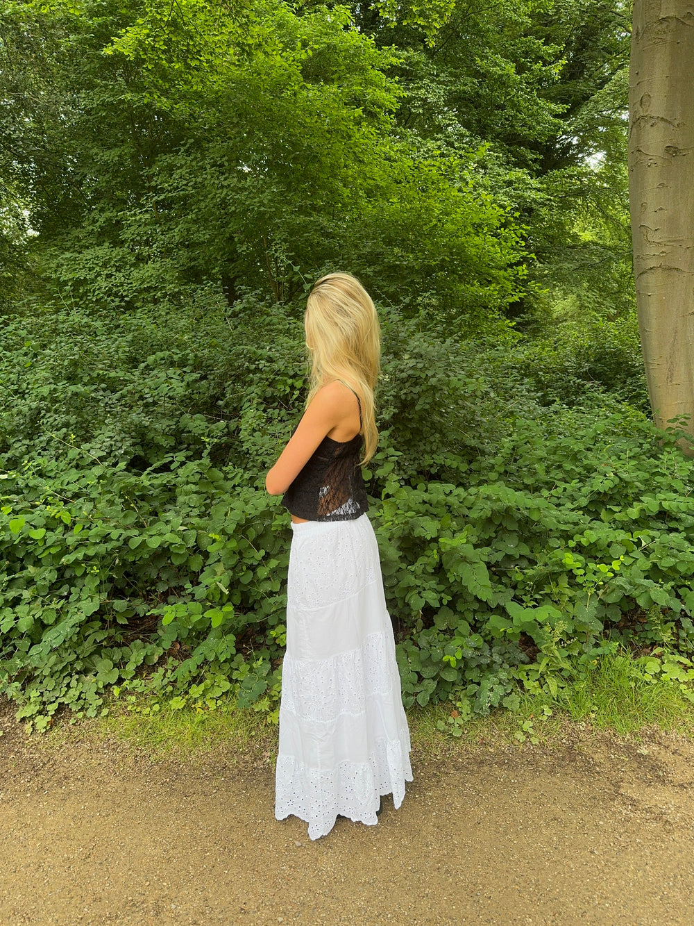 Cleotilde long skirt with embroidery - White