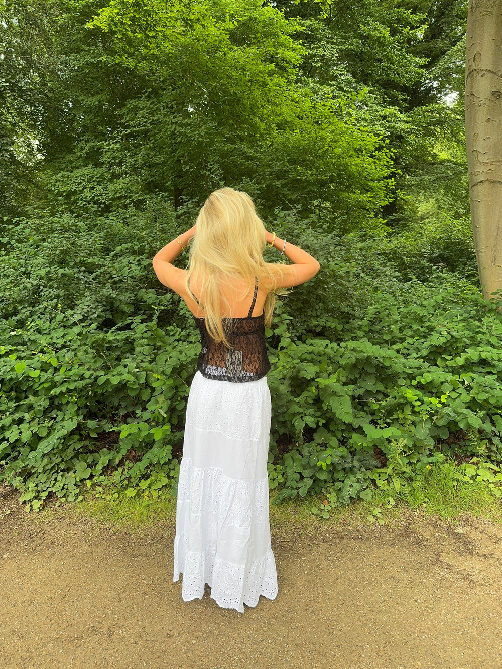 Cleotilde long skirt with embroidery - White