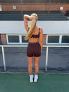 Contrast waist shorts - Espresso/marshmallow