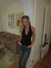 Rikke fitted vest with tie detail - Black