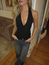Rikke fitted vest with tie detail - Black