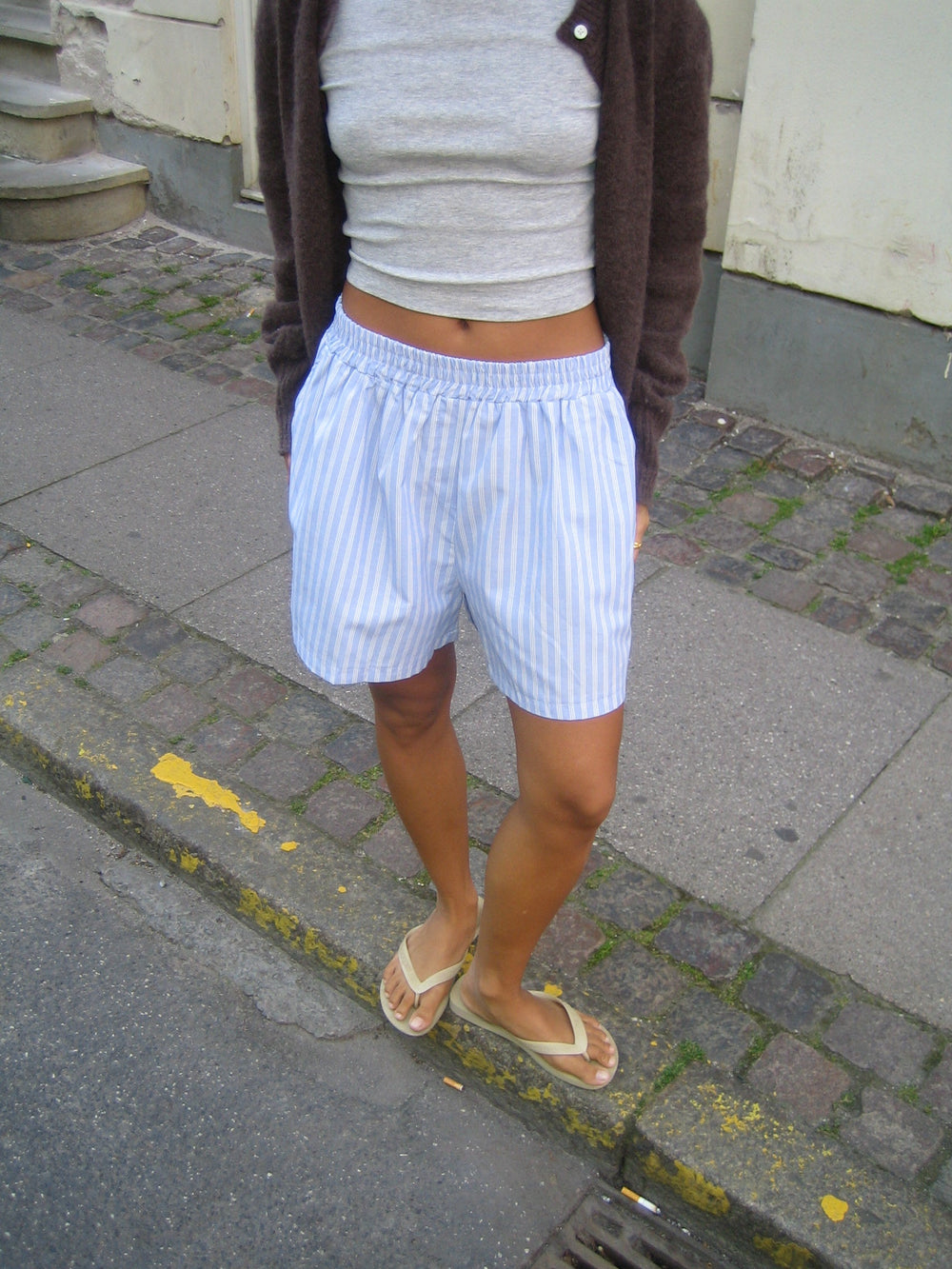 Andrea shorts with stripes - Blue/white