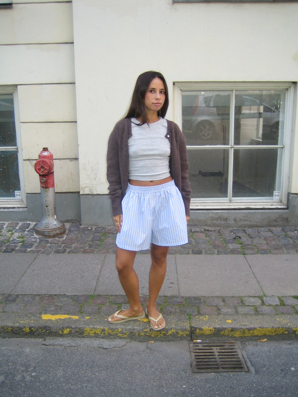 Andrea shorts with stripes - Blue/white