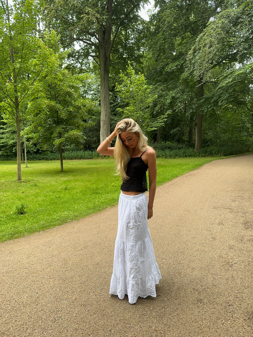 Cleotilde long skirt with embroidery - White