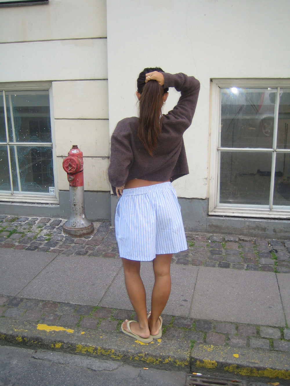 Andrea shorts with stripes - Blue/white