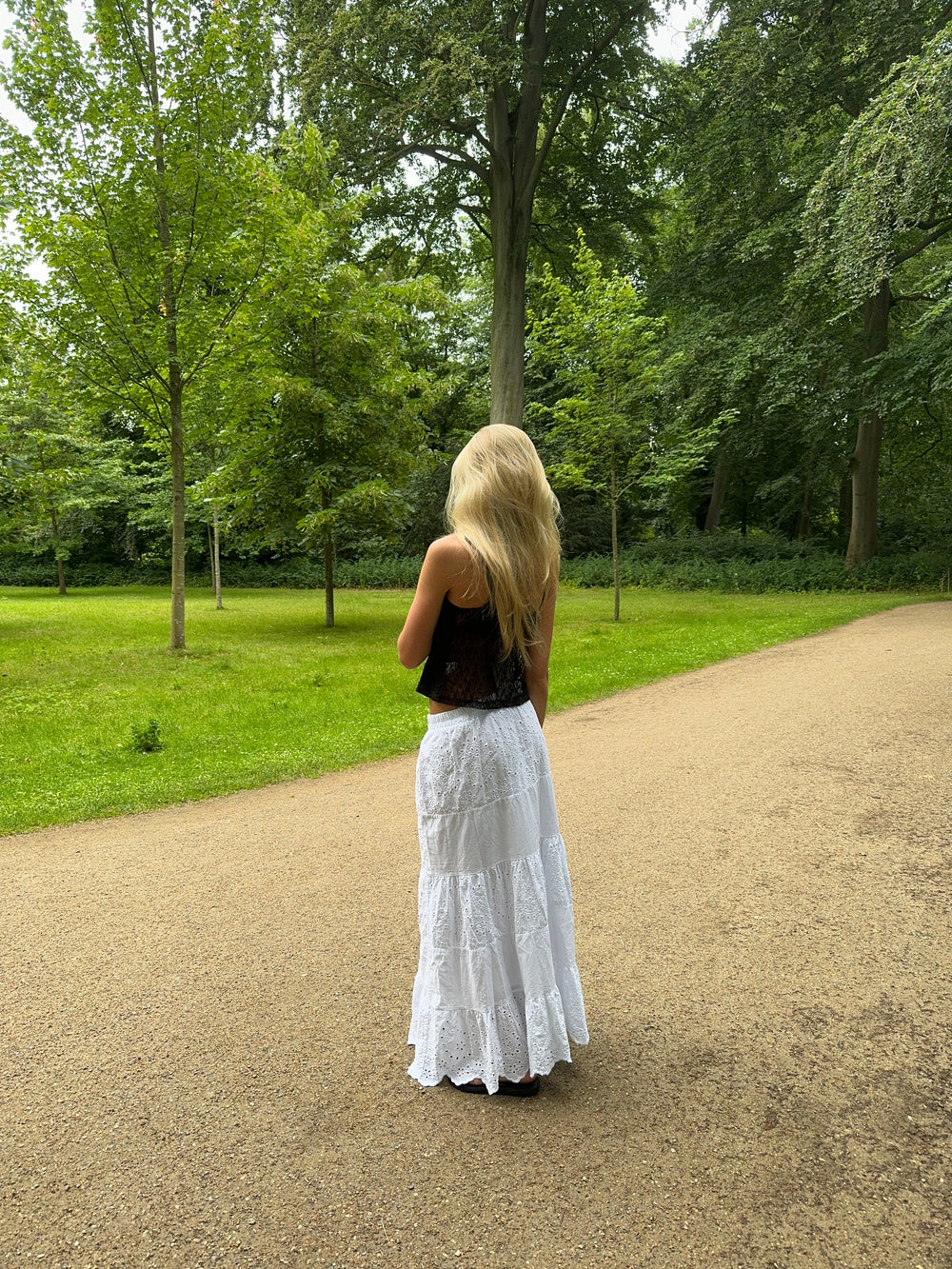 Cleotilde long skirt with embroidery - White