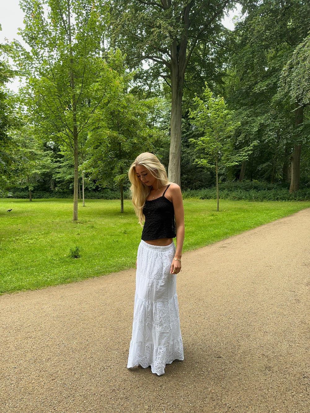 Cleotilde long skirt with embroidery - White