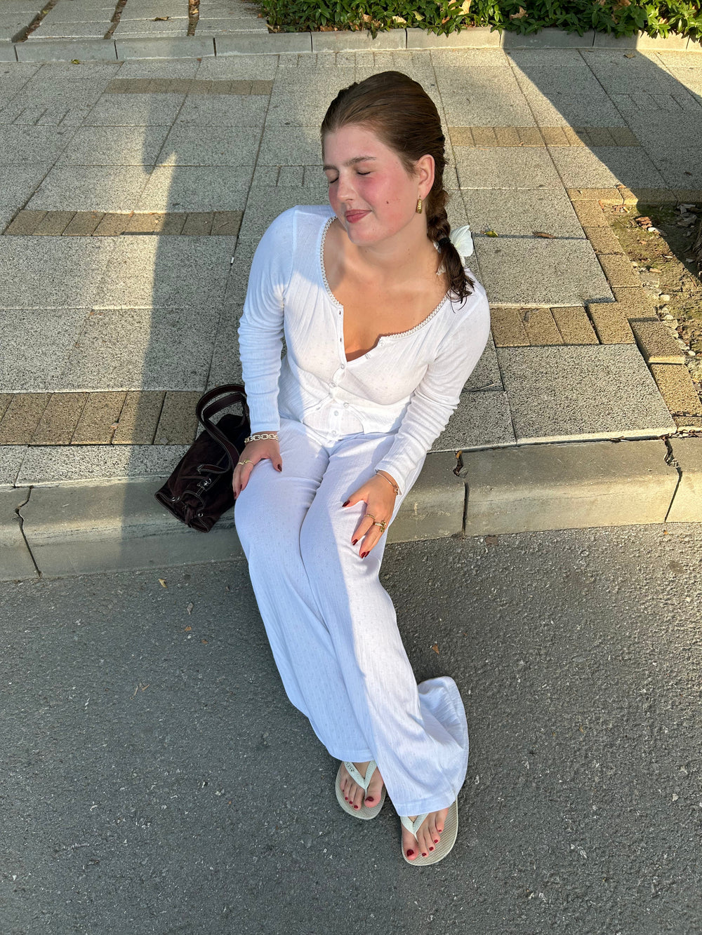 Kaya pointelle blouse - White
