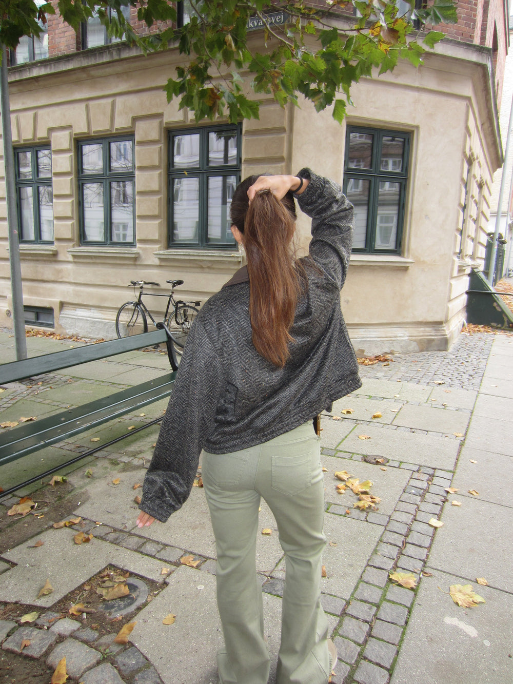 Ana herringbone bomber jacket - Brown