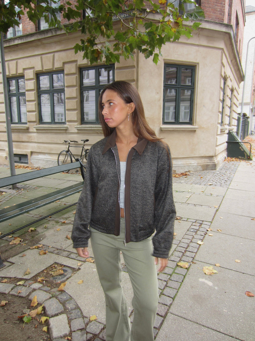 Ana herringbone bomber jacket - Brown
