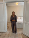 Katrine suit pants with details - Brown melange