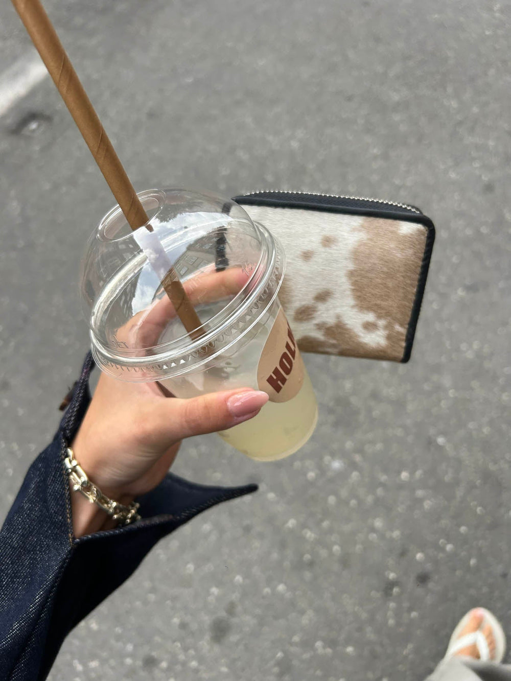 Cela cowhide purse – White/caramel